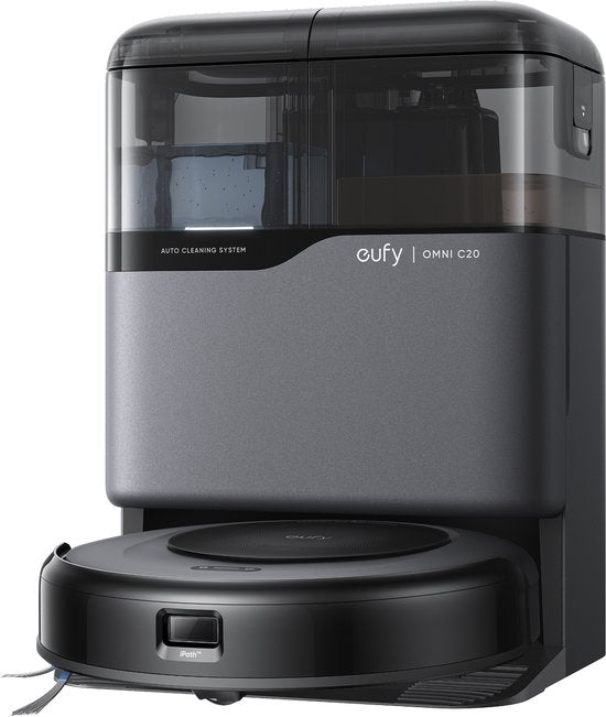 eufy Clean Omni C20 Robotstofzuiger met reinigingsstation - Robot Vacuum - 7.000 Pa Zuigkracht, Ronddraaiende Dweilpads, Met Objectdetectie, 8,5 cm Ultraplat Design, Zwart(Black)