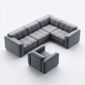 Hoekbank van stof voor de woonkamer met bijpassende fauteuil - 240 x 150 x 90