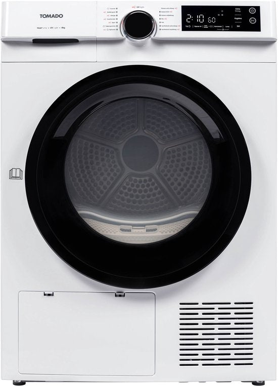 Tomado TDH8002W Warmtepompdroger - 8 kg - energieklasse C - 14 droogprogramma's - UV licht - 66 dB(Wit)