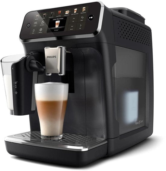 Philips 4400 Series - Espressomachine - 12 Warme  Koude Dranken - LatteGo Melksysteem - 40% Stiller - QuickStart - AquaClean Filter - Volautomatisch - Zwart  Zilver - Koffiemachine met bonen - EP4446/70(Grijs)