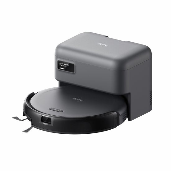 eufy Auto-Empty C10, slanke behuizing van 7,2 cm, tapijtreiniger, edge expansion borstel, automatisch legen, point laser en multi-infrarood navigatie(Black)