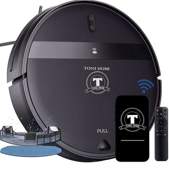 TONIHOMI G20 - Robotstofzuiger met dweilfunctie - Automatisch opladen - Robotstofzuiger met app - Robotstofzuiger huisdieren - Dweilrobot - Zwart