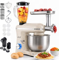 Vivid Green 2000W Keukenrobot - 6.2L - Alles-in-een Keukenmixer - Mixer met Mengkom - Keukenmachine - Gehaktmolen en Blender- Pastamachine – Grijs(Creme)
