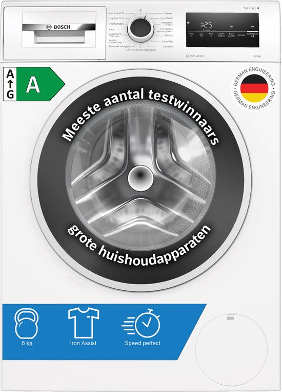 Bosch WAN2827BNL - Serie 4 - Wasmachine met stoom - 1400 rpm - Energielabel A - 8 KG - Iron Assist: vermindert kreukels tot 50% - Speedperfect - Stil