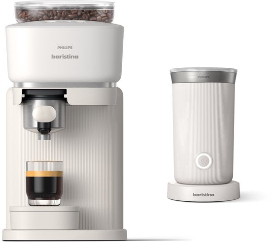 Philips Baristina + Melkopschuimer Bundel - BAR303/60 - Espressomachine - Pistonmachine - Zwart(Wit  Wit)