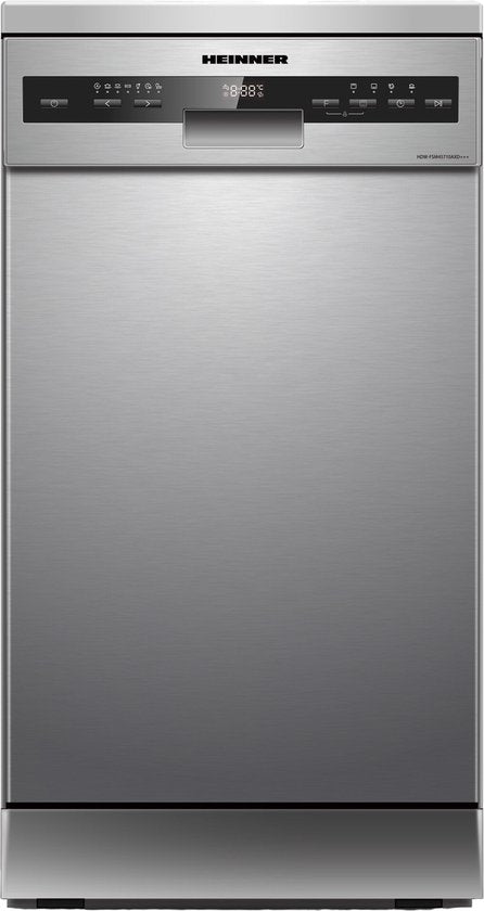 Heinner HDW-FSM45710AWD+++ Vrijstaand Slanke Vaatwasser – 10 Couverts – Elektronische Bediening – Automatische Deuropening – LED Display – Wit – 5 Jaar Garantie(RVS)
