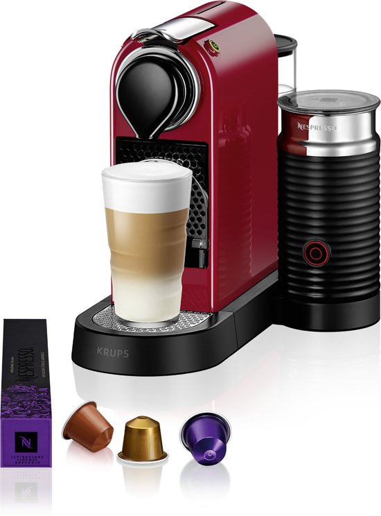 Krups Nespresso Citiz  Milk XN761B - Koffiecupmachine - Zilver - Met Melkopschuimer - Compact - Retro Design(Rood)