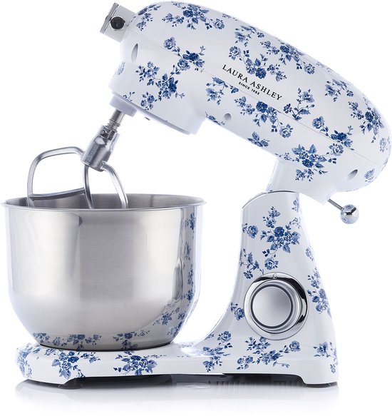 Laura Ashley Keukenmachine - 1800W, 6L RVS kom, roerhaak, deeghaak, garde, spatdeksel, 10 snelheden - China Roos - ByVQ